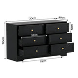 Darrahopens Furniture > Bedroom > Dressers Artiss 6 Chest of Drawers Tallboy Cabinet - LEIF Black