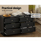 Darrahopens Furniture > Bedroom > Dressers Artiss 6 Chest of Drawers Tallboy Cabinet - LEIF Black