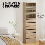 Darrahopens Furniture > Bedroom > Dressers Artiss 6 Chest of Drawers Tallboy Cabinet Pine