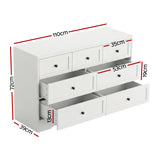 Darrahopens Furniture > Bedroom > Dressers Artiss 7 Chest of Drawers Dresser Table White