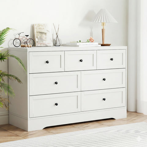 Darrahopens Furniture > Bedroom > Dressers Artiss 7 Chest of Drawers Dresser Table White