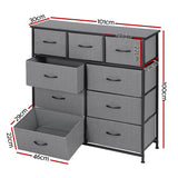 Darrahopens Furniture > Bedroom > Dressers Artiss Chest of 9 Drawers Storage Dresser Tallboy Dark Grey
