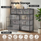 Darrahopens Furniture > Bedroom > Dressers Artiss Chest of 9 Drawers Storage Dresser Tallboy Dark Grey