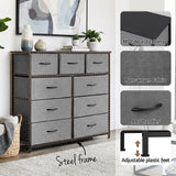 Darrahopens Furniture > Bedroom > Dressers Artiss Chest of 9 Drawers Storage Dresser Tallboy Dark Grey