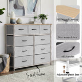 Darrahopens Furniture > Bedroom > Dressers Artiss Chest of 9 Drawers Storage Dresser Tallboy Light Grey