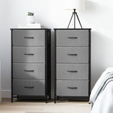 Darrahopens Furniture > Bedroom > Dressers Artiss Set of 2 Chest of 4 Drawers Storage Dresser Tallboy Grey