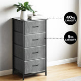 Darrahopens Furniture > Bedroom > Dressers Artiss Set of 2 Chest of 4 Drawers Storage Dresser Tallboy Grey