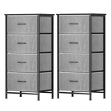 Darrahopens Furniture > Bedroom > Dressers Artiss Set of 2 Chest of 4 Drawers Storage Dresser Tallboy Grey
