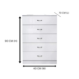 Darrahopens Furniture > Bedroom > Dressers NNECN 5 Layer White Drawer Chest Storage with Bedside Table