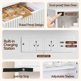 Darrahopens Furniture > Bedroom > Dressing Vanity & Dressing Tables Artiss Dressing Table LED Vanity Desk Charging Station White