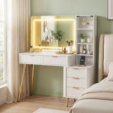 Darrahopens Furniture > Bedroom > Dressing Vanity & Dressing Tables Artiss Dressing Table LED Vanity Desk Charging Station White