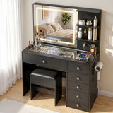 Darrahopens Furniture > Bedroom > Dressing Vanity & Dressing Tables Artiss Dressing Table LED Vanity Desk Set Stool Black