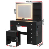 Darrahopens Furniture > Bedroom > Dressing Vanity & Dressing Tables Artiss Dressing Table LED Vanity Desk Set Stool Black