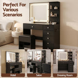 Darrahopens Furniture > Bedroom > Dressing Vanity & Dressing Tables Artiss Dressing Table LED Vanity Desk Set Stool Black
