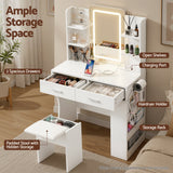 Darrahopens Furniture > Bedroom > Dressing Vanity & Dressing Tables Artiss Dressing Table LED Vanity Desk Set Stool White