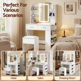 Darrahopens Furniture > Bedroom > Dressing Vanity & Dressing Tables Artiss Dressing Table LED Vanity Desk Set Stool White