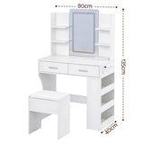 Darrahopens Furniture > Bedroom > Dressing Vanity & Dressing Tables Artiss Dressing Table LED Vanity Desk Set Stool White