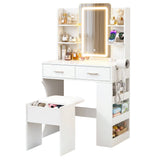 Darrahopens Furniture > Bedroom > Dressing Vanity & Dressing Tables Artiss Dressing Table LED Vanity Desk Set Stool White