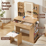 Darrahopens Furniture > Bedroom > Dressing Vanity & Dressing Tables Artiss Dressing Table LED Vanity Desk Set Stool Wood