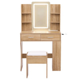 Darrahopens Furniture > Bedroom > Dressing Vanity & Dressing Tables Artiss Dressing Table LED Vanity Desk Set Stool Wood
