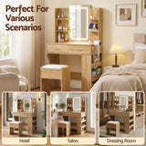 Darrahopens Furniture > Bedroom > Dressing Vanity & Dressing Tables Artiss Dressing Table LED Vanity Desk Set Stool Wood
