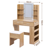 Darrahopens Furniture > Bedroom > Dressing Vanity & Dressing Tables Artiss Dressing Table LED Vanity Desk Set Stool Wood