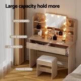 Darrahopens Furniture > Bedroom > Dressing Vanity & Dressing Tables Artiss Dressing Table Set Stool 10 Led Bulbs Wood