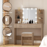 Darrahopens Furniture > Bedroom > Dressing Vanity & Dressing Tables Artiss Dressing Table Set Stool 10 Led Bulbs Wood