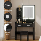 Darrahopens Furniture > Bedroom > Dressing Vanity & Dressing Tables Artiss Dressing Table Set Stool Led Black