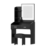Darrahopens Furniture > Bedroom > Dressing Vanity & Dressing Tables Artiss Dressing Table Set Stool Led Black