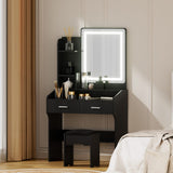 Darrahopens Furniture > Bedroom > Dressing Vanity & Dressing Tables Artiss Dressing Table Set Stool Led Black