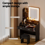 Darrahopens Furniture > Bedroom > Dressing Vanity & Dressing Tables Artiss Dressing Table Set Stool Led Black