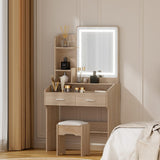 Darrahopens Furniture > Bedroom > Dressing Vanity & Dressing Tables Artiss Dressing Table Set Stool Led Wood