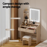 Darrahopens Furniture > Bedroom > Dressing Vanity & Dressing Tables Artiss Dressing Table Set Stool Led Wood