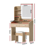 Darrahopens Furniture > Bedroom > Dressing Vanity & Dressing Tables Artiss Dressing Table Set Stool Led Wood