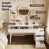 Darrahopens Furniture > Bedroom > Dressing Vanity & Dressing Tables Artiss Dressing Table Vanity Desk LED Charging Station White