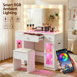 Darrahopens Furniture > Bedroom > Dressing Vanity & Dressing Tables Artiss Dressing Table Vanity Desk Set LED Bulbs RGB Light White