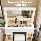 Darrahopens Furniture > Bedroom > Dressing Vanity & Dressing Tables Artiss Dressing Table Vanity Desk Set LED Bulbs RGB Light White
