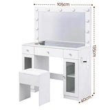 Darrahopens Furniture > Bedroom > Dressing Vanity & Dressing Tables Artiss Dressing Table Vanity Desk Set LED Bulbs RGB Light White