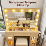 Darrahopens Furniture > Bedroom > Dressing Vanity & Dressing Tables Artiss Dressing Table Vanity Desk Set LED Bulbs RGB Light Wood