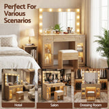 Darrahopens Furniture > Bedroom > Dressing Vanity & Dressing Tables Artiss Dressing Table Vanity Desk Set LED Bulbs RGB Light Wood
