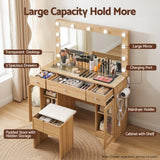 Darrahopens Furniture > Bedroom > Dressing Vanity & Dressing Tables Artiss Dressing Table Vanity Desk Set LED Bulbs RGB Light Wood