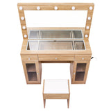 Darrahopens Furniture > Bedroom > Dressing Vanity & Dressing Tables Artiss Dressing Table Vanity Desk Set LED Bulbs RGB Light Wood