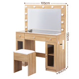 Darrahopens Furniture > Bedroom > Dressing Vanity & Dressing Tables Artiss Dressing Table Vanity Desk Set LED Bulbs RGB Light Wood