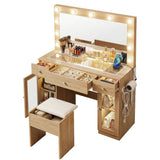 Darrahopens Furniture > Bedroom > Dressing Vanity & Dressing Tables Artiss Dressing Table Vanity Desk Set LED Bulbs RGB Light Wood