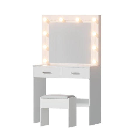Darrahopens Furniture > Bedroom > Dressing Vanity & Dressing Tables Artiss Dressing Table Vanity Desk Set Stool 10 Led Bulbs White