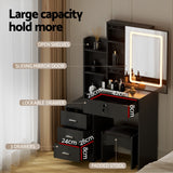 Darrahopens Furniture > Bedroom > Dressing Vanity & Dressing Tables Artiss Dressing Table Vanity Desk Set Stool Led Black