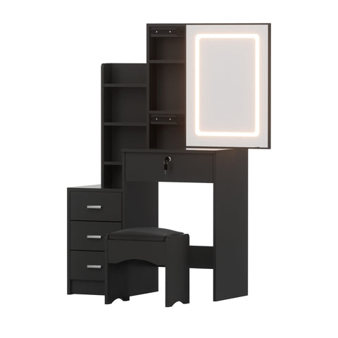 Darrahopens Furniture > Bedroom > Dressing Vanity & Dressing Tables Artiss Dressing Table Vanity Desk Set Stool Led Black