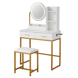 Darrahopens Furniture > Bedroom > Dressing Vanity & Dressing Tables Artiss Dressing Table Vanity Desk Set Stool LED Charging Station White