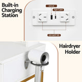 Darrahopens Furniture > Bedroom > Dressing Vanity & Dressing Tables Artiss Dressing Table Vanity Desk Set Stool LED Charging Station White